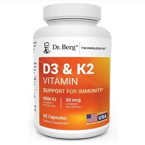 Dr. Berg Maximum Strength 2-in-1 Vitamin D3 K2 5,000 IU | Naturally Derived D3 | 4X Lab-Tested & Verified | High Absorption Formula | K2 D3 Vitamin Supplement - 60 Capsules