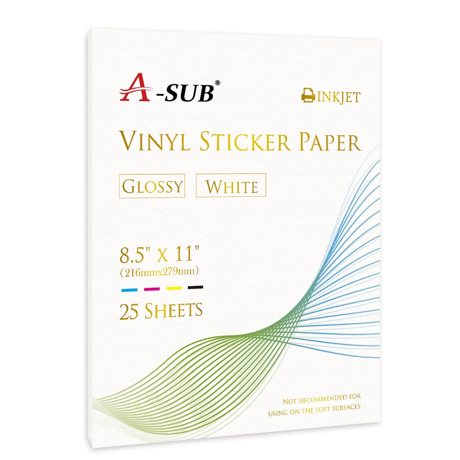 A-SUB Waterproof Glossy Vinyl Stickers Paper, 25-Sheet Inkjet Printer Compatible Office Stationery A-SUB Waterproof Glossy Vinyl Stickers Paper, 25-Sheet Inkjet Printer Compatible Office Stationery