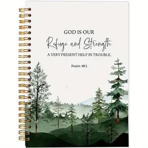 1pc Christian Notebook Journal, Bible Journal Notebooks for Note Taking, Bible Journal Notebook, Prayer Journal, Christian Gifts, God is Our Refuge and Strength Spiral Notebook 5.5x8.3in with 50 Pages