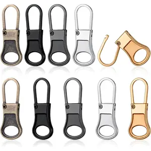 10 count Zipper Pull Replacement Handle Small Zippers Detachable Clothing Zipper Hole  Handle Fixer Tab Repair for Jacket Pants Coat Shoes Suitcase (5 Color)