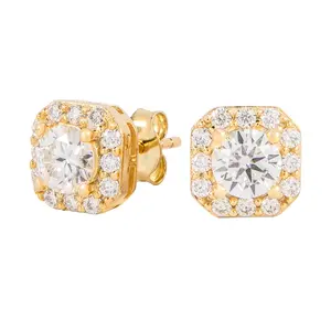 GLD Micro Clustered Moissanite Earrings in Yellow Gold Vermeil - Perfect Gift
