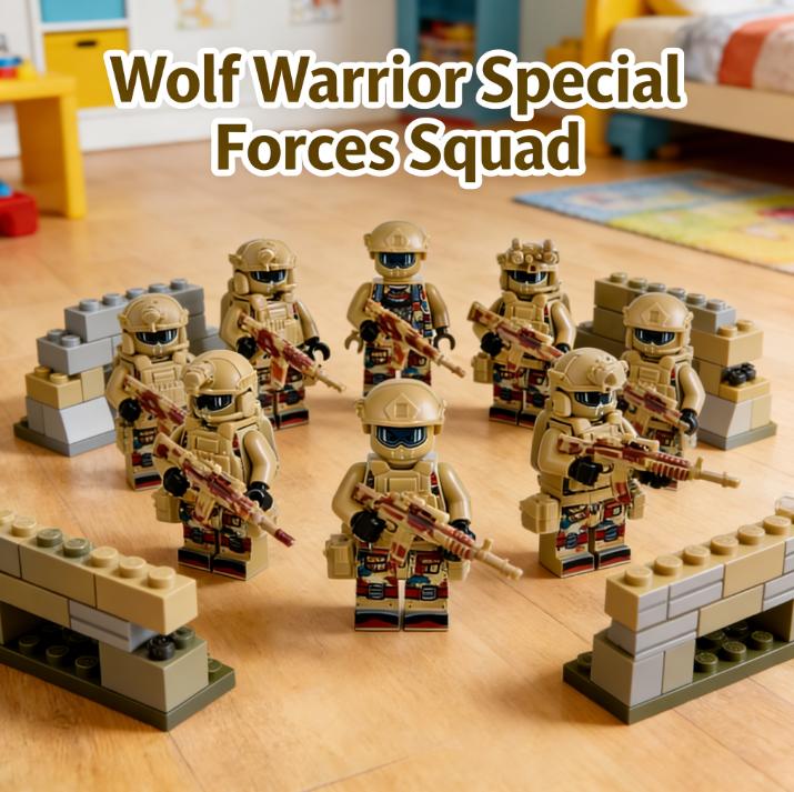 6 PCS Wolf Warrior Special Forces Squad  Set - Compatible Building Blocks Military Minifigures, Commando Army Men, Small Bricks STEM Toy for Boys
