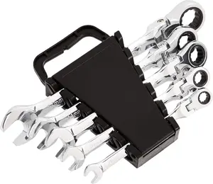 5-Piece Metric Flex Head Ratcheting Wrench Set – Flexible Combination Spanner Set for Automotive & Garage Repair