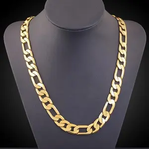 18K Gold Plated Figaro Chain Necklace for Men Women, 6mm Thick Chunky Stainless Steel Chain, Durable Tarnish Resistant Hip Hop Jewelry Gift