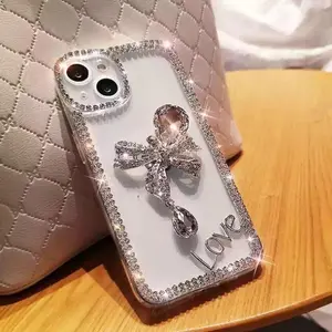 Rhinestone Decor Bowknot Design Phone Case, 1 Count Phone Protective Cover, Shockproof Phone Cases Compatible with iPhone 11 12 13 14 15 Pro Max