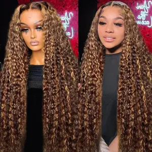 Highlight Ombre Lace Front Wig Human Hair 13x6 HD Honey Blonde 4/27 Deep Wave Lace Frontal Wigs Glueless Wigs Human Hair Pre Plucked