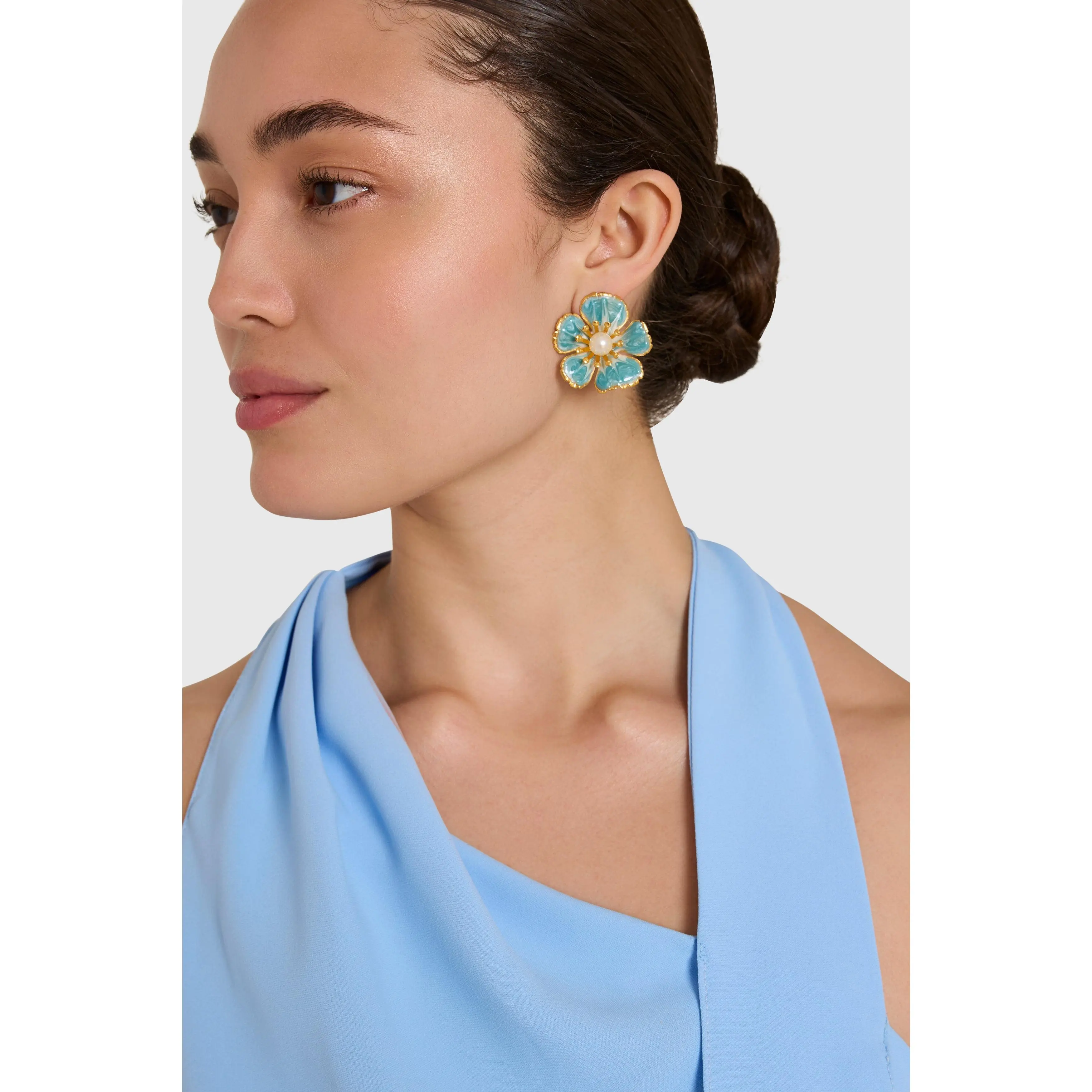 Dusty Blue Flora Earrings