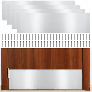 4 Pcs Rectangular Aluminum Door Kick Plates for Exterior Interior Doors Protection Decoration, Satin Finish Door Push Plate, 34 x 8 Inch, Sliver Gray