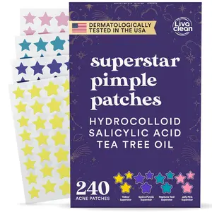 LivaClean Star Pimple Patches for Face wHydrocolloid, Salicylic Acid & Tea Tree  240 Patches  Hydrocolloid Acne Patches, Cute Star Pimple Patches for Healing Stickers Zit Patch Superstar