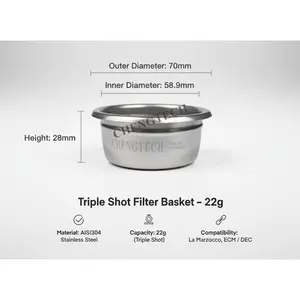 Espresso Accessories, 22g Standard Espresso Basket – 58mm Flat Bottom Precision Filter, Balanced Flow Design for Large Dose Double Shots