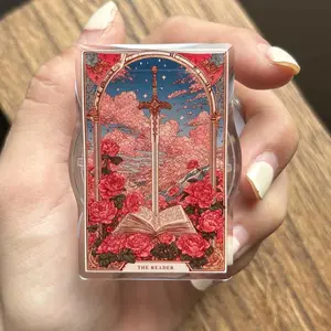 Romantic Reader Tarot Card MagSafe Phone Grip – Rose Sword Bookish Magnetic Pop Socket Kickstand for Phone & Kindle – Gift for Book Lovers