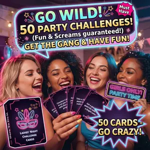 50 Wild Girls' Night Out Dare Cards, Playing Cards, Card Games, Ultimate Bachelorette Party Game, Fun & Interactive Challenges, Compact Travel Size Party Supplies