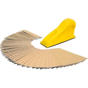 Mini Finger Sander For Crafts With 50 Pre-cut Gold Sandpaper Strips, Small Sanding Block Micro Zip Sander For Woodworking Projects, 80 120 150 220 400 Grit Sand Paper