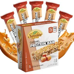 Gluten free Protein Bars, 5 Caramel Healthy Protein Bars for Active Lifestyles, Ideal Protein Bars for Meal Replacement, Perfect High Protein Bars for Muscle Recovery, and Sustained