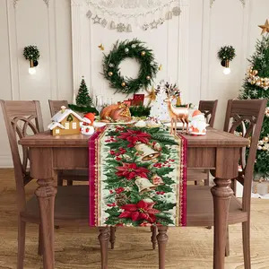 1 Pcs, Christmas Theme Table Runner, Home Table Decorations, Restaurant Tabletop Decorations, Room Decorations, Holiday Party Decorations merry christmas