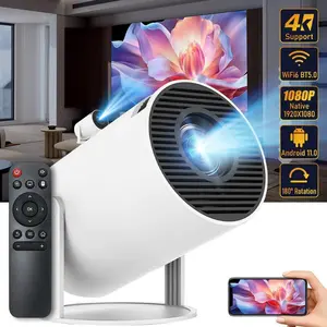 Portable Projector HY300 PRO, Auto Keystone Correction Mini Projector, 4K/ 200 ANSI Smart Projector with 2.4/5G WiFi, BT 5.0, 130 Inch Screen, 180 Degree Flip,for Valentine’s Day Gift