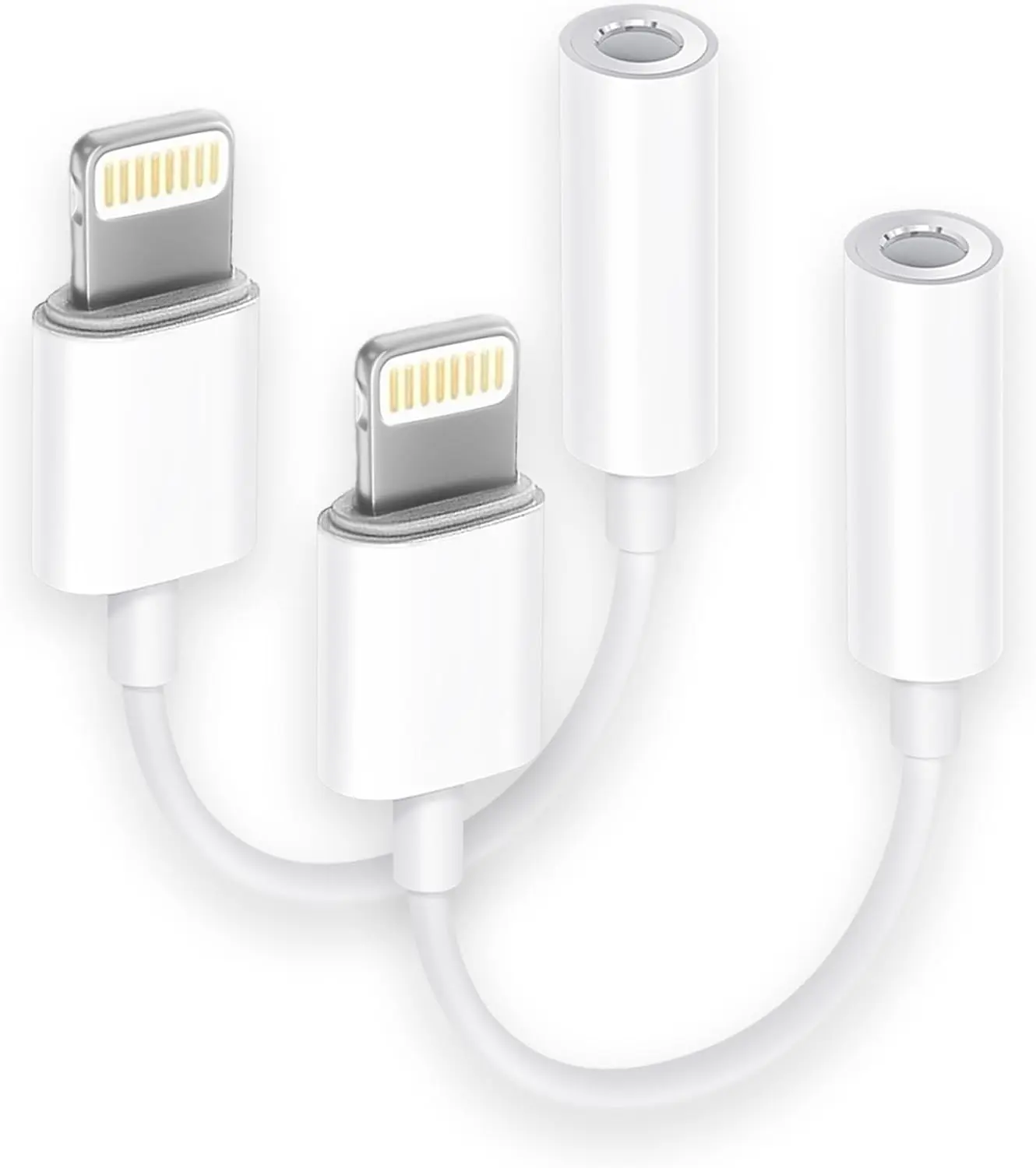 2 Pack Lightning to 3.5 mm Headphone Jack Adapter, iPhone Aux Adapter Converter Dongle Audio Cable Compatible with iPhone 14 13 12 11 X XS 8 7