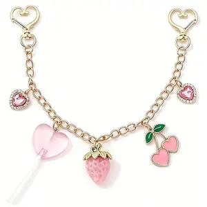 Bag Charms Chain for Handbags - Bag Purse Chain Extender - Strawberry Cherry Lollipop Charms Keychain Pant Decor Fruit Charm