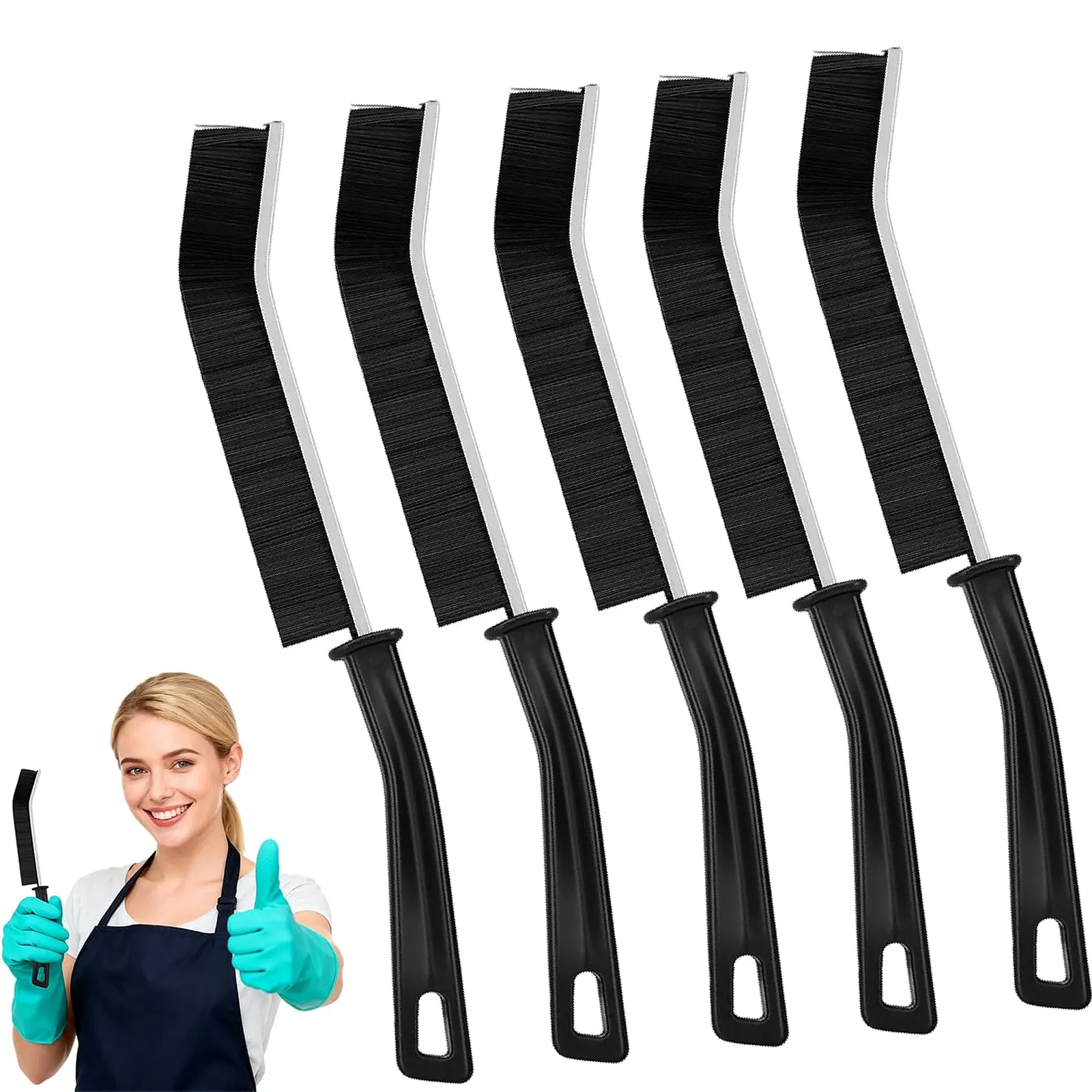 5-Piece Stiff Bristles Grout Brush Set, Multi-Surface Crevice Cleaner for Tile, Window Gap Household Deep Cleaning