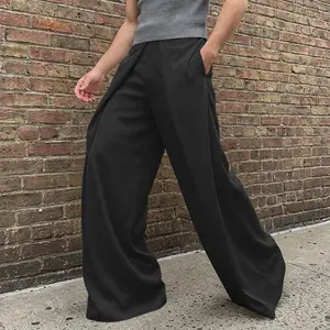 INCERUN Men's Dark Academia Wide Leg Pants Minimalist Avant-Garde Streetwear