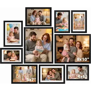 Multi Sizes Picture Frame Set 10 Pack,  Black Photo Frames Collage with Moon Phase Mats for Wedding  Anniversary Gallery Wall Display