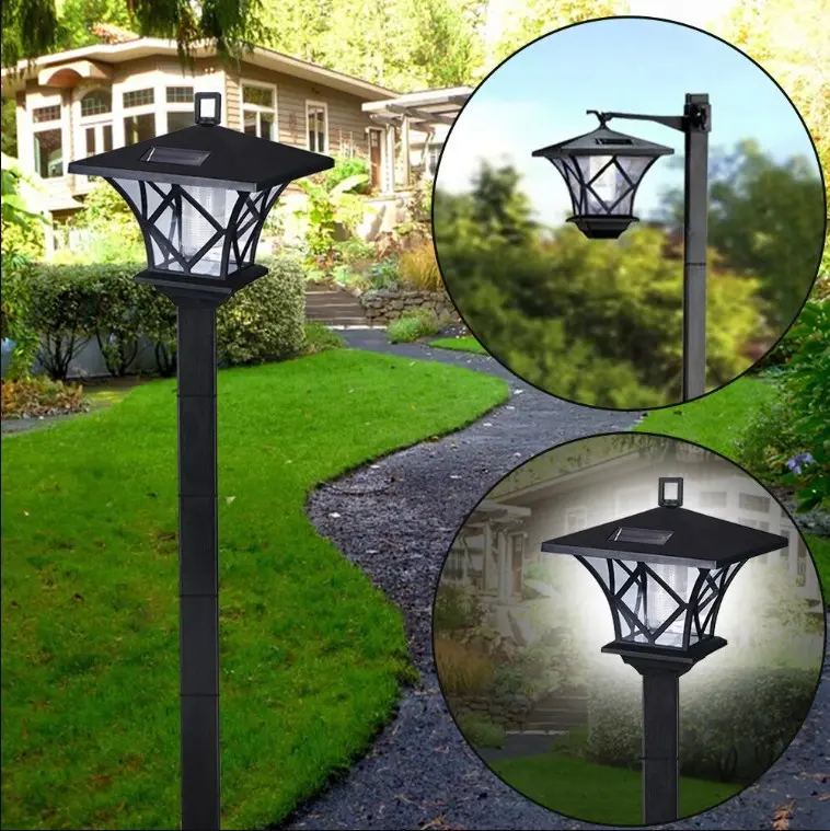 Solar Lamp Post Light, Vintage IP44 Waterproof Street Light Pole for Patio, Garden, Lawn, Backyard, Pathway, Driveway, Outdoor Decor