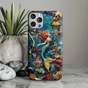 Mermaid Design, Colorful Durable Protective Cover, Whimsical Non-Fade Design, Magsafe Phone Cases For IP X 11 12 13 14 15 16 17 S21 S22 S23 S24 S25-Ultra Series
