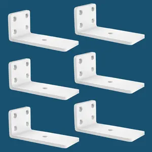 6 Pack Floating Shelf Bracket Heavy Duty, Hidden Shelf Brackets 5mm Thick L Brackets for Shelves up to 50 KG (White 10cm)