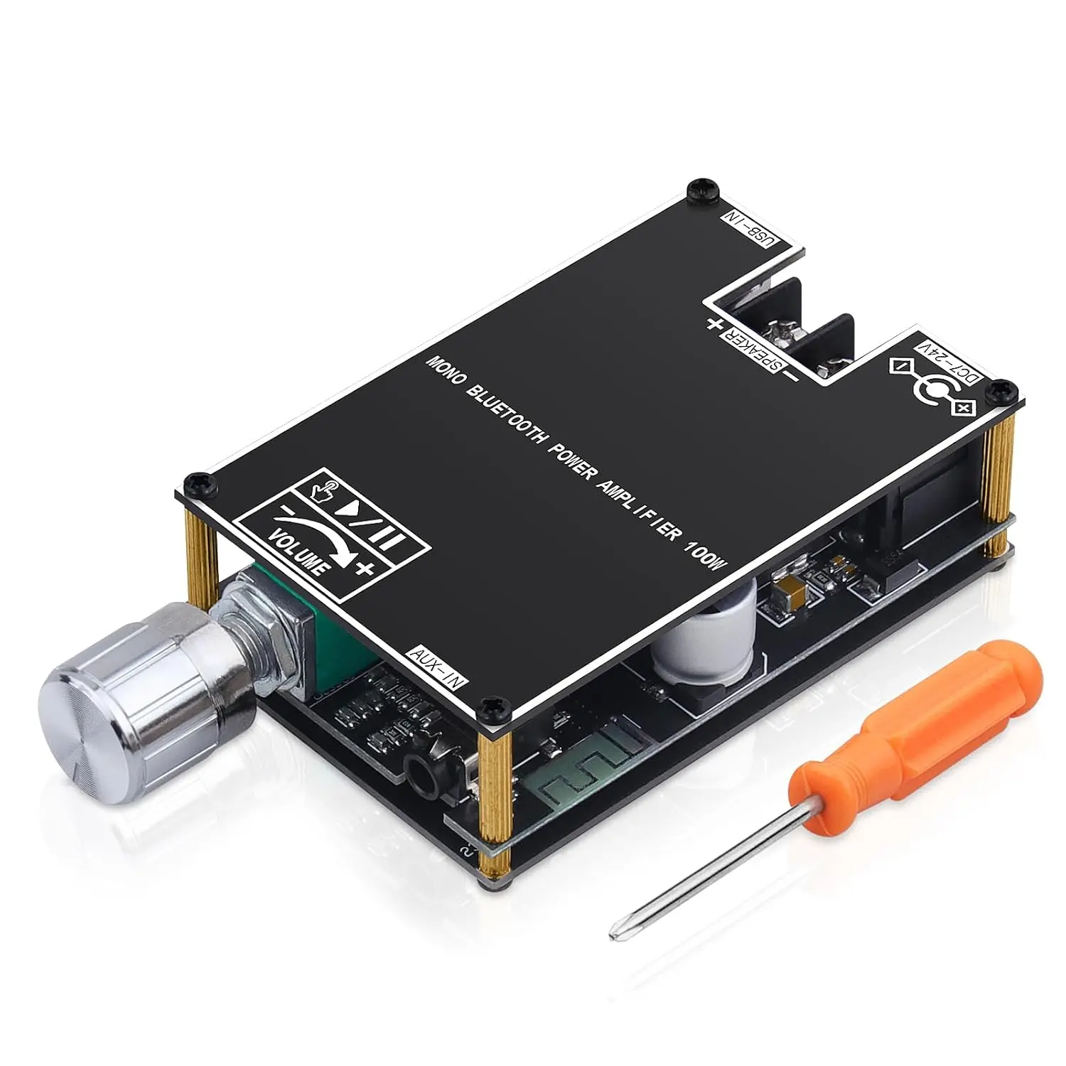 ZK-1001B  Amplifier 100W Mono AMP Mini Audio Power Amplifier Module with TWS Box Matching Function, BT/AUX/USB Input, DC 7-24V DIY Speaker System Amplifiers Kit for