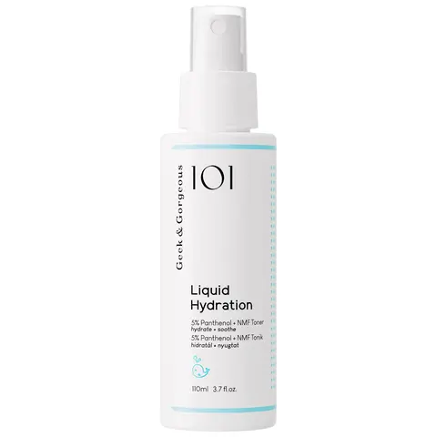 GEEK & GORGEOUS Liquid Hydration Facial Toner Spray - 3.7oz, 5% Panthenol, Hydrate, Moisturize, NMF Boost, Barrier Support, Oil-Free, Non-Toxic, Unscented, Vegan, Cruelty-Free, Soothe, Silky, for Sensitive & All Skin Types