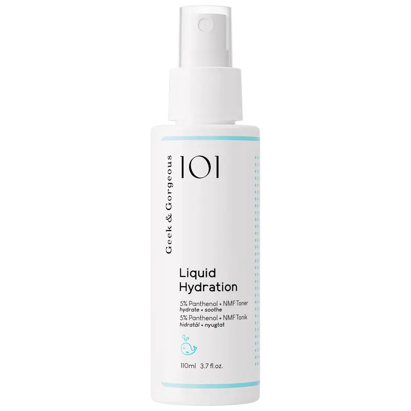 GEEK & GORGEOUS Hydrating Liquid Facial Toner Spray Bottle - 3.7oz, 5% Panthenol, Moisture Boost, NMF Support, Skin Barrier Enhancer, Oil-Free, Non-Toxic, Unscented, Vegan, Cruelty Free, Soothing, Silky, for Sensitive Skin Types