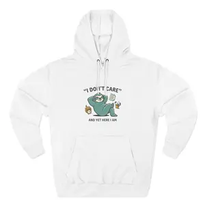 I Don't Care Sloth Hoodie | Lazy Sloth Illustration, Humorous Quote Pullover