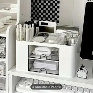 Nordic Simple Desk Drawer - Double Layer Plastic Office Storage Box for Organizing Shelves and Cosmetics