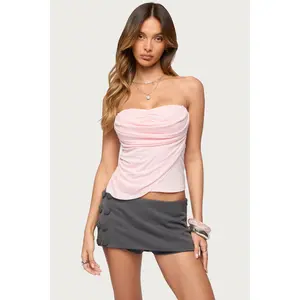 Darciee Draped Layered Look Strapless Top Darciee Draped Layered Look Strapless Top