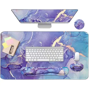 3C9-MUP12   4-in-1 Large Mouse Pad, Keyboard Wrist Rest Pad & Wrist Support Mousepad Set, Extended Desk Pad Waterproof Desk Mat for Home Office Study Game