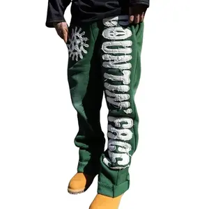 Countin' Faces "KTP Baggy Flare" Sweatpants Menswear Day Distressed Embroidery Trouser Cotton Casual Comfy Fashion Oversized