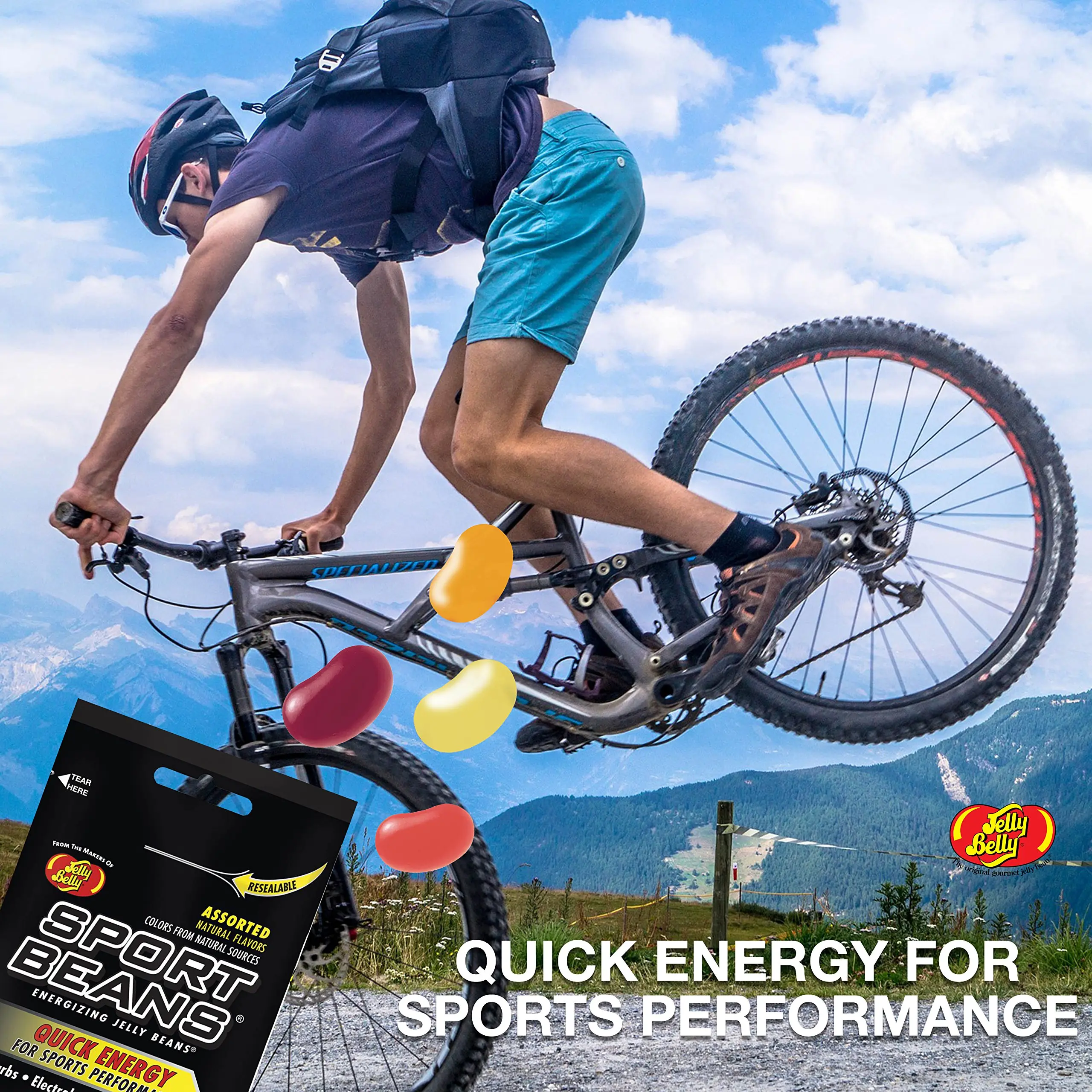Jelly Belly Sport Beans - Assorted and Extreme Assorted With Caffeine – Energy Chews [6 PACK] Energizing Jelly Beans - Click for more sizes