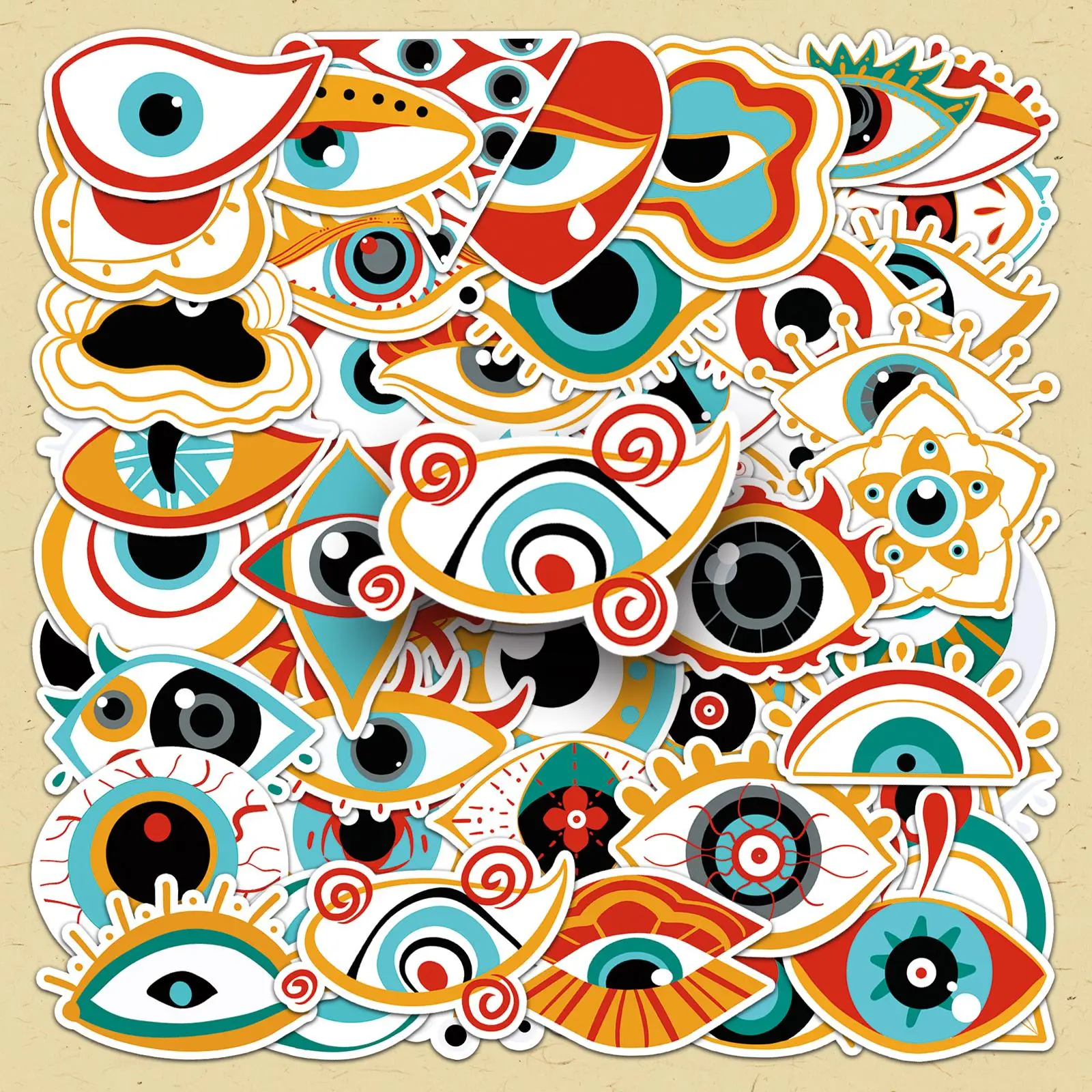 Eye Pattern Sticker, 100pcs/set Creative Eye Pattern Decorative Sticker, DIY Decals, Crafts, Art Stickers for Scrapbooking, Journaling, Gift Wrapping