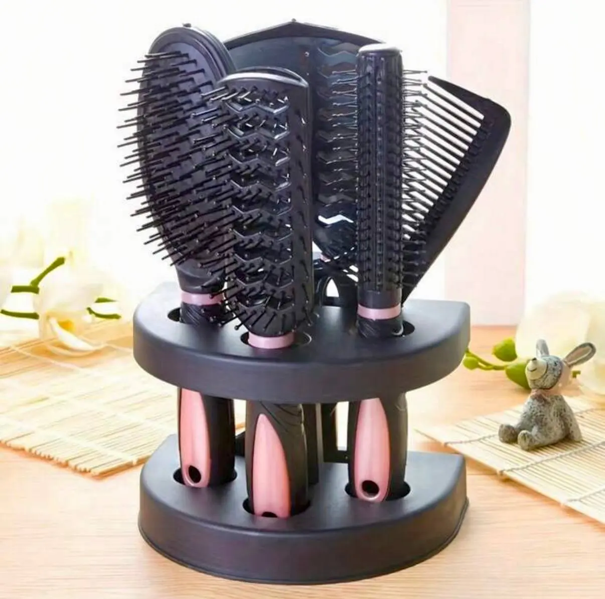 5-Piece Black & Purple Hairdresser Brush Holder Organizer, Brush Arrangement Solution for Professional Styling Tools, Practical Bathroom Storage Gadget, Brushes For Hairdressers