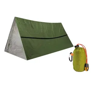 Ultra Lightweight Portable Foldable Thermal Tent - Waterproof Windproof Emergency Shelter for Hiking Camping & Festivals - High-Visibility Orange or Military Green - 90% Heat Retention & Bug-Resistant