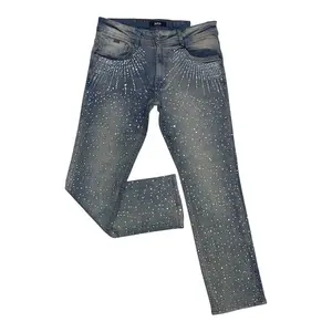 SM6603 - Rhinestone Allover Slim Straight-Fit Stretch Jeans