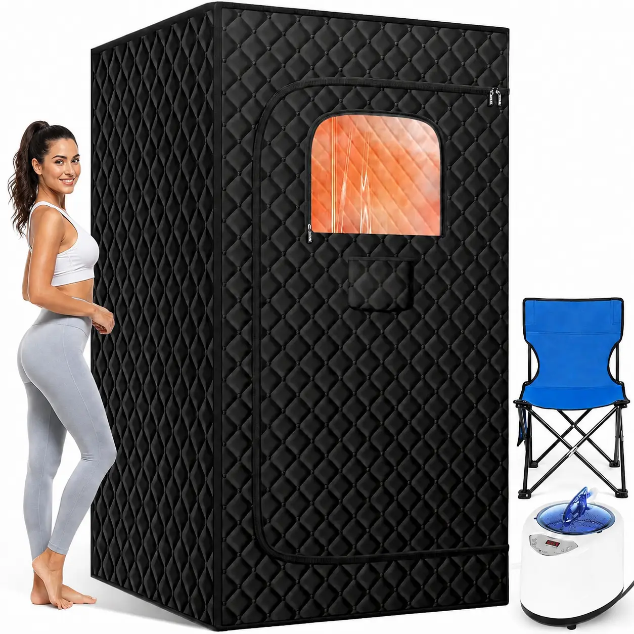 Foldable Full Body Home Steam Sauna | 5-Layer Insulated Portable Spa Tent with Remote Steamer