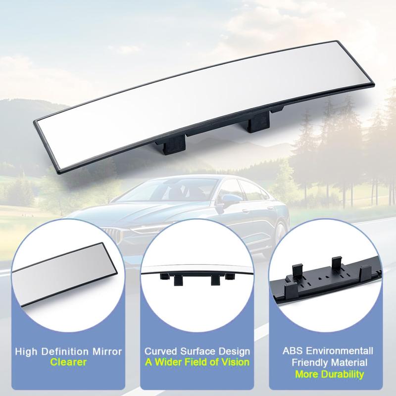Rear View Mirror, Chrome Anti-glare PanoramicRear Mirrors Universal 12 Inch Convex CarInterior Clip on Extra Big Wide Angle RearviewMirror Extender to Reduce Blind Spot for CarSUy Trucks																	