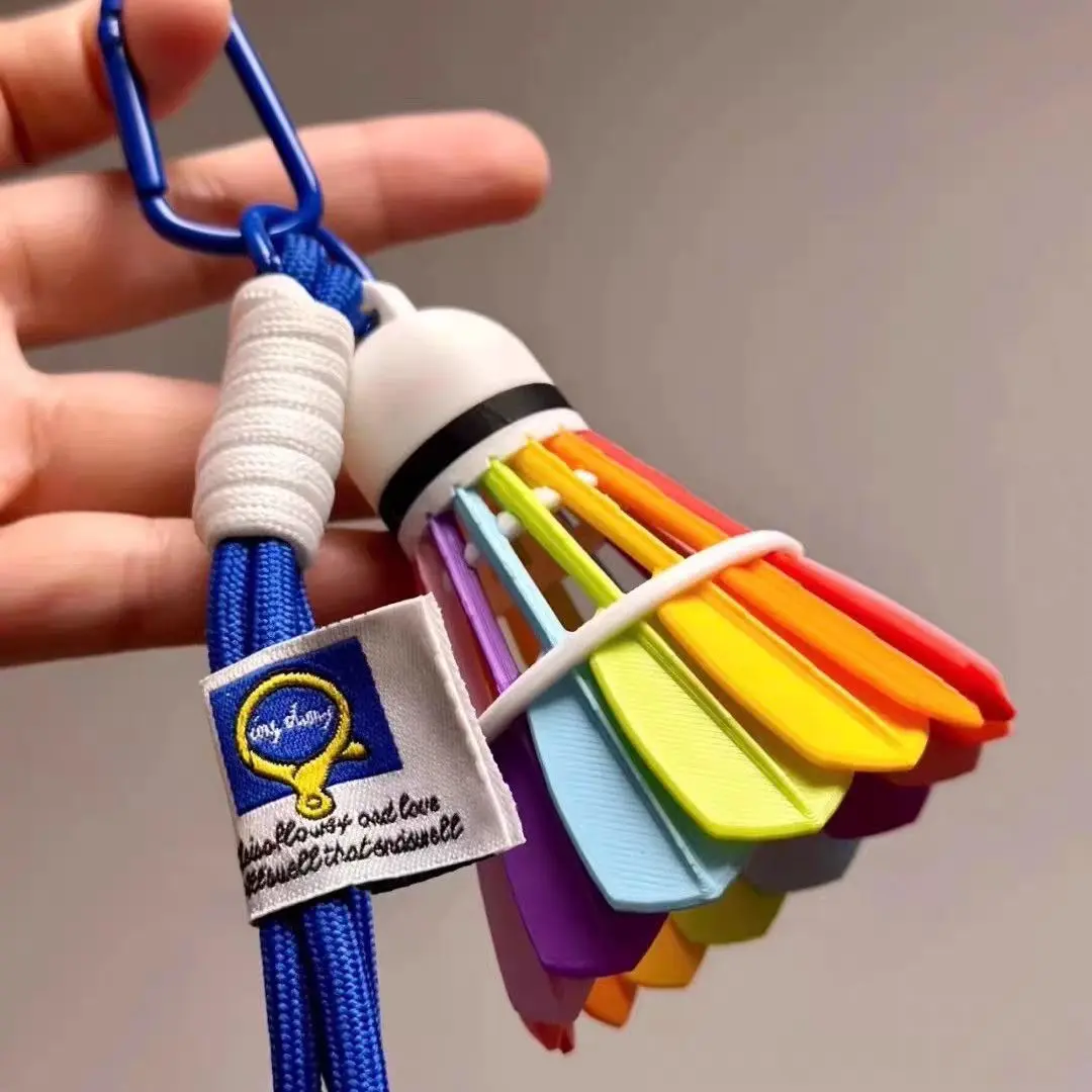 Rainbow Badminton + Dark Blue Lanyard