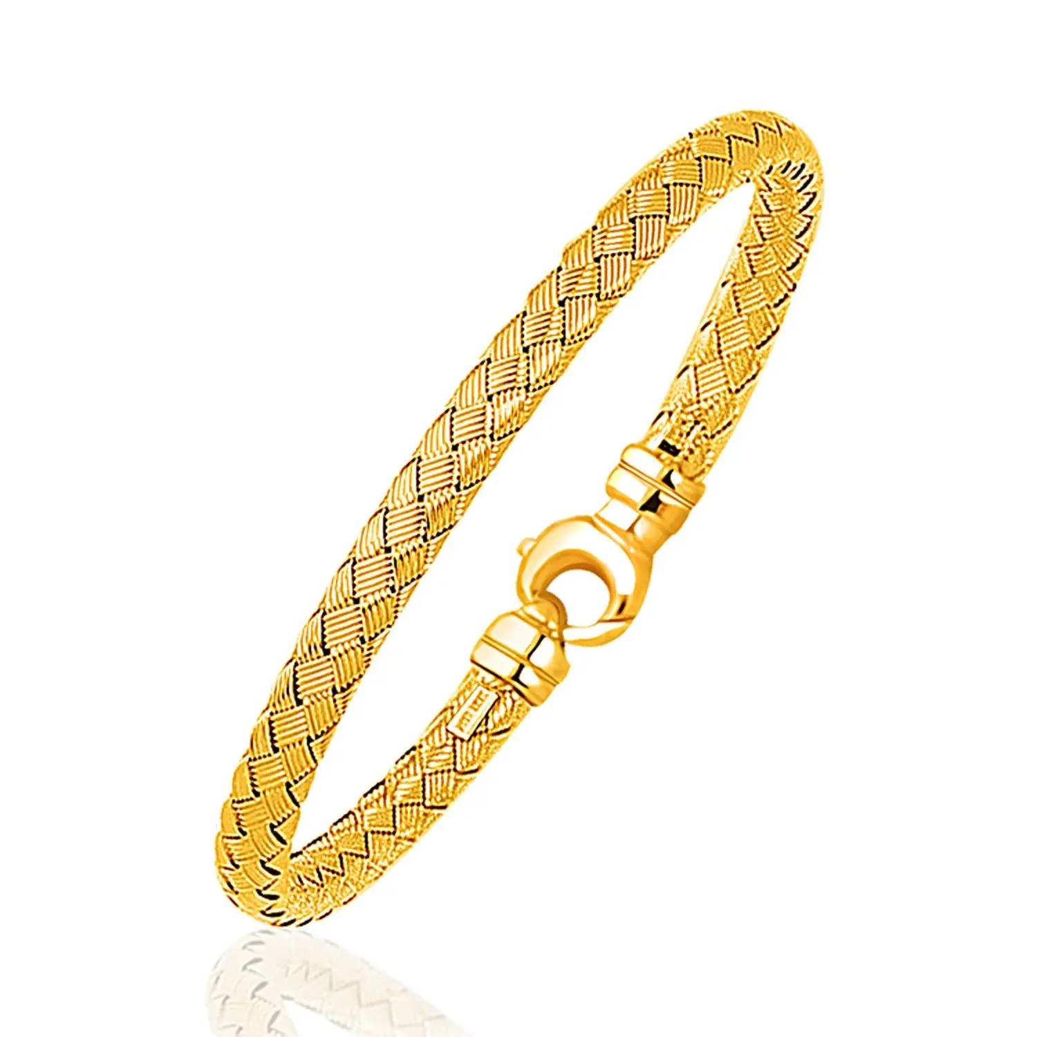 Classic Floral Carved Bangle in 14k Yellow Gold (6.0mm)