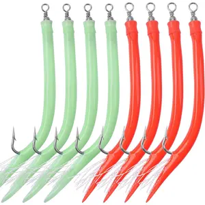 Saltwater Striped Bass Tube Lures, Rigged Trolling Tube Teasers with Stainless Steel J Hooks and Swivel for Offshore Striper Bass Cod Big Game Fishing fishhooks