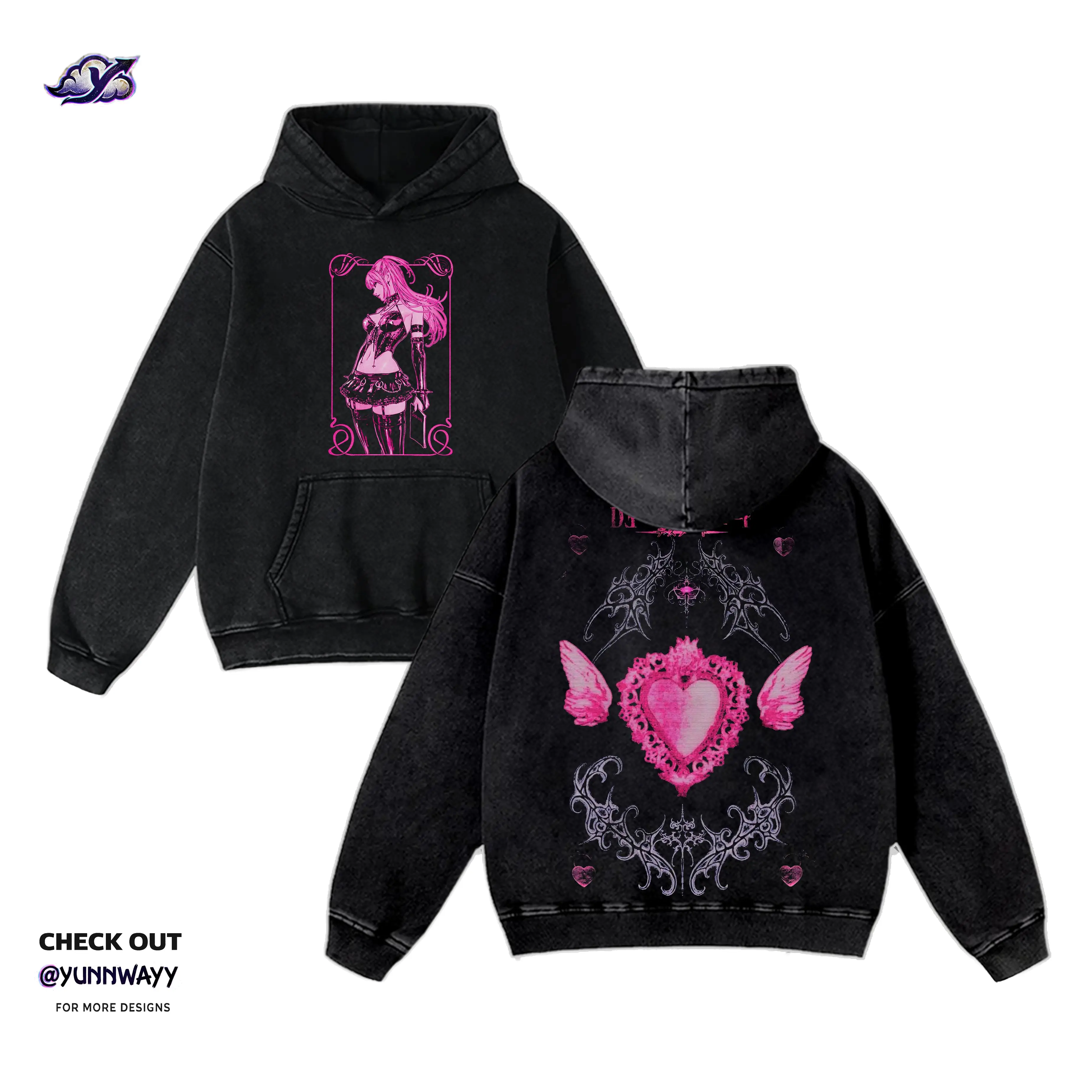 Death Note Misa Amane Washed Pink Graphic Tee Vintage Anime Double Printed Hoodie Unisex Cotton Loose Fit Shirts for Men Woman Anime Summer Outfits - Fabric Streetwear