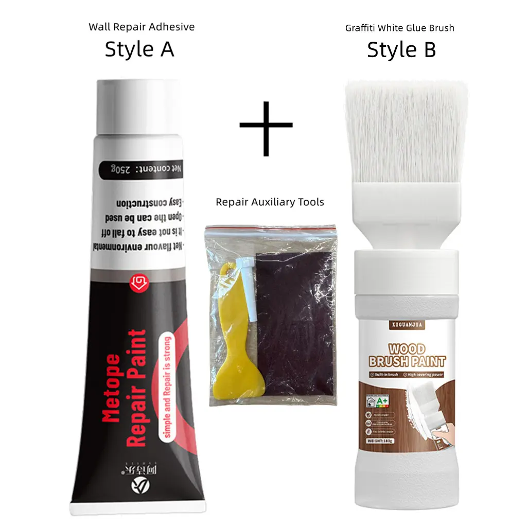 Drywall Repair Kit (includes scraper and sandpaper): White wall repair paste for filling holes and repairing cracks and dents in drywall.