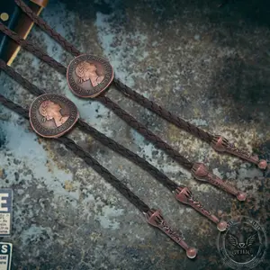 GTHIC Vintage Queen Pattern Ancient Coin Alloy Bolo Tie for Men Women Versatile Jewelry Accessories Daily Wear