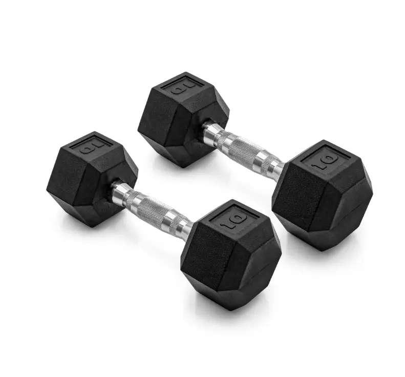 Barbell 10lb Coated Rubber Hex Dumbbell Pair - Ideal for Home Gym Use Barbell 10lb Coated Rubber Hex Dumbbell Pair - Ideal for Home Gym Use